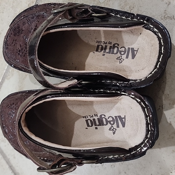 Alegria Choco Posey Floral Brown Suede Slip On Clog Mule Size 35 Comfort - Picture 3 of 9